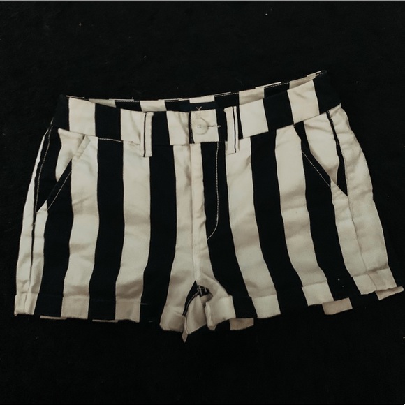 black and white striped high waisted shorts
